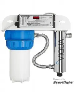 VH200-F10/2 | HOME UV SYSTEM 9 GPM, 1 x 10" Sediment Filter, Reversible Stainless Steel Bracket,  Lamp Countdown Timer with Digital Display, Audible Lamp Reminder & Failure Indicator Alarm, LP-HO Lamp, Safety-Loc™ Connector